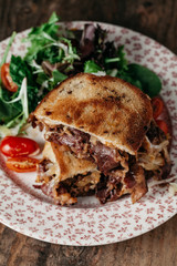 Reuben Sandwich served with salad