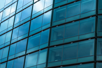 Close-Up of Modern Office Buildings in city of China..