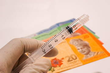 close up view of disposable syringe