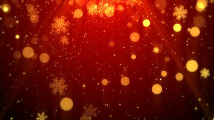 Christmas background (red theme) with snowflakes, shiny lights in stylish and elegant theme.