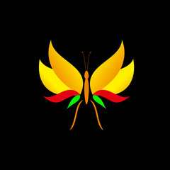 Colorful butterfly logo. Overlay transparent sheets style