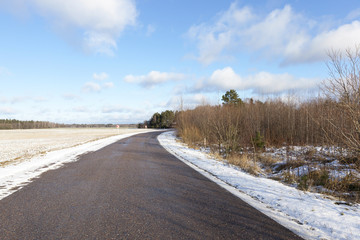 asphalt road in the winter