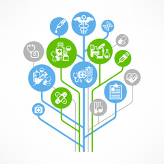 Medical outline concept, medicine symbol and hospital unit