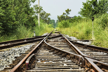 Fototapeta na wymiar Abandoned railway tracks in the countryside, Guilin, Guangxi Province, China