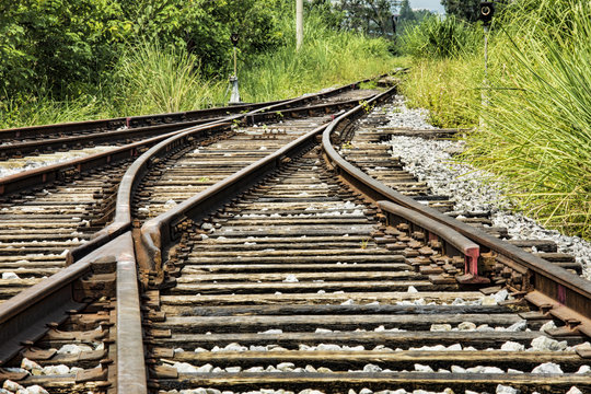  Abandoned railway tracks in the countryside, Guilin, Guangxi Province, China