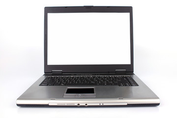 Computer laptop isolated blank screen on white background