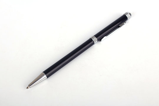 black ballpoint pen isolated on a white background