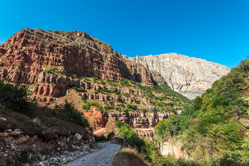 Road in gorge between the mountains