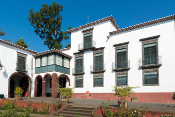 FUNCHAL, MADEIRA, PORTUGAL - SEPTEMBER 9, 2017: exterior facade of the Quinta das Cruzes Museum building
