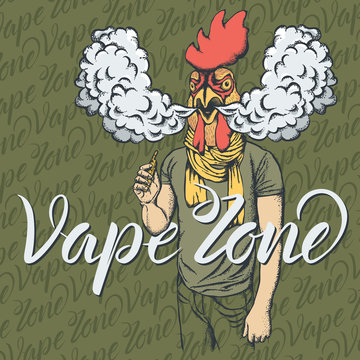 Rooster vaping an electronic cigarette