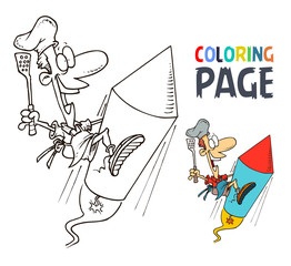 chef and rocket cartoon coloring page
