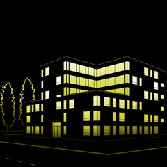 Fototapeta premium silhouette of buildings and streets at night