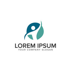 healthy people Logo design concept template