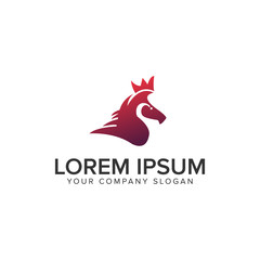 abstract horse with crown Logo design concept template