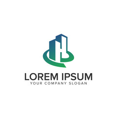 building with letter H Logo design concept template