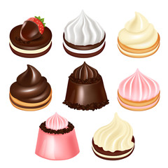 Vector whipped cream sweet dessert icon set