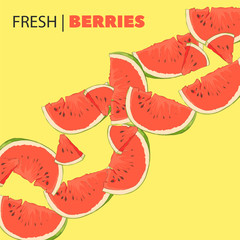 Slices of watermelon on a yellow background