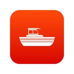 Motor boat icon digital red