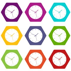 Watch icon set color hexahedron