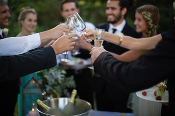 Guests toasting glasses of champagne