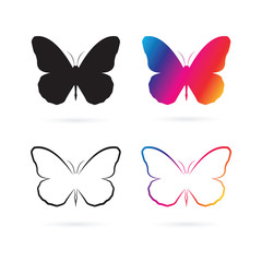 Vector group of butterfly design on white background. Insect Animal. Butterfly Icon.