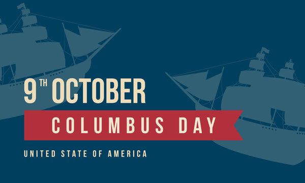 Columbus day on blue background