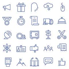 Set of linear outline thin icons of social media and business management, marketing items for design. Mono line pictograms and Infographics design elements - part 4