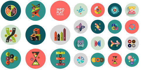 Round icons with geometric infographic templates