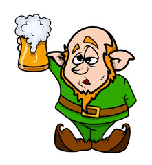 Lazy Leprechaun Character with Beer Glass