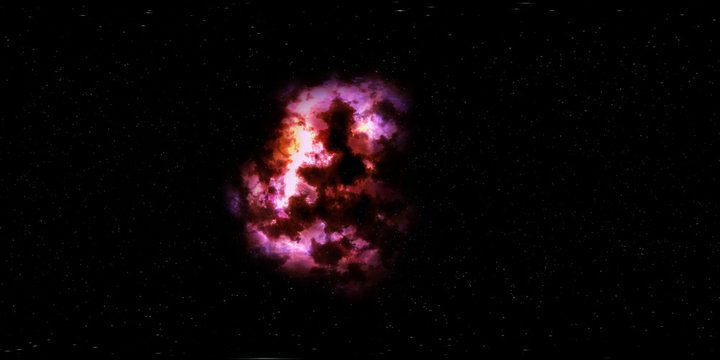 Deep space, stars and nebula, 360 degrees panorama, HDRI high resolution environment map