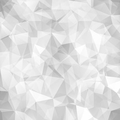 Obraz premium This abstract geometric background features a low-poly mosaic of gray and white triangles, creating a faceted and crystalline texture with a sense of depth. Ideal for editorial layouts.