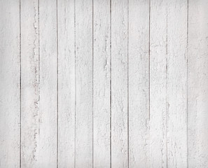 Naklejka premium A close-up view reveals a weathered white wood plank texture with vertical grain and subtle imperfections. This rustic wooden background offers a natural, aged surface ideal for design projects.
