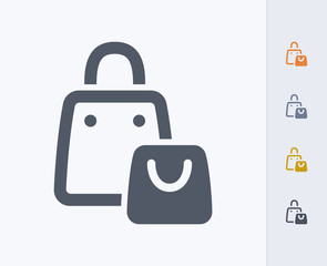Shopping Bags - Carbon Icons. A professional, pixel-aligned icon designed on a 32 x 32 pixel grid and redesigned on a 16 x 16 pixel grid for very small sizes.