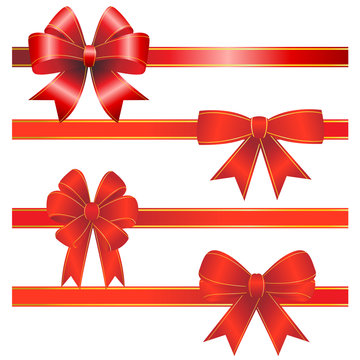 Set from red christmas bows