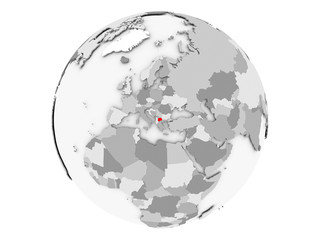 Macedonia on grey globe isolated