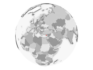 Cyprus on grey globe isolated