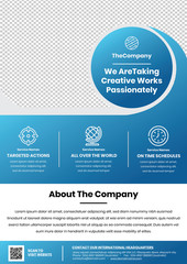 A4 Flyer Template - CIrcle Header - for professional agency or coorporate - light blue Colored