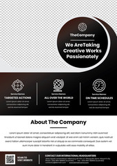 A4 Flyer Template - CIrcle Header - for professional agency or coorporate - Dark Colored