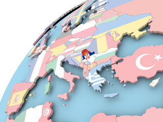Serbia on globe with flag