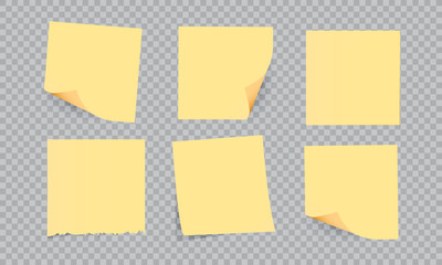 Yellow stick note isolated, vector illustration