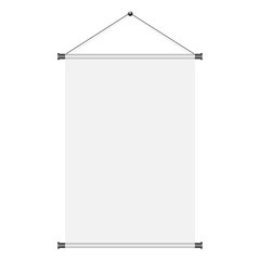 Blank white paper poster hanging on wall. Page of banner for your design. Vector illustration