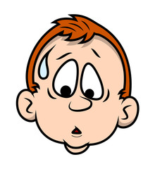Scared sweat Cartoon Boy Face  - clip-art cartoon vector