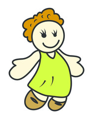 Funny Cartoon rug doll  - clip-art cartoon vector