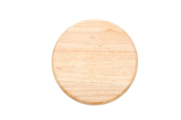 Wooden plate (round shape) on a white background.