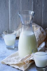 Decanter with whey in rustic style