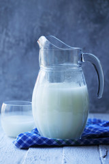 Jug with whey on the table