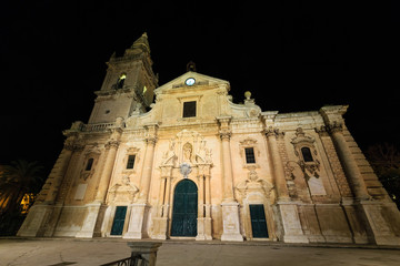 Fototapeta na wymiar Night Ragusa town view, Sicily, Italy