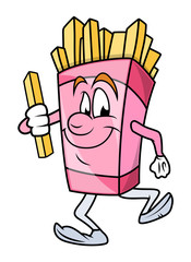 Cartoon Fresh Fries Pack Dancing Vector