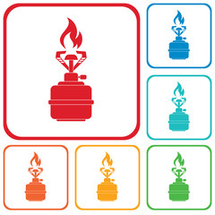 Camping stove icon vector