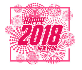 Happy new year 2018 with Firework background